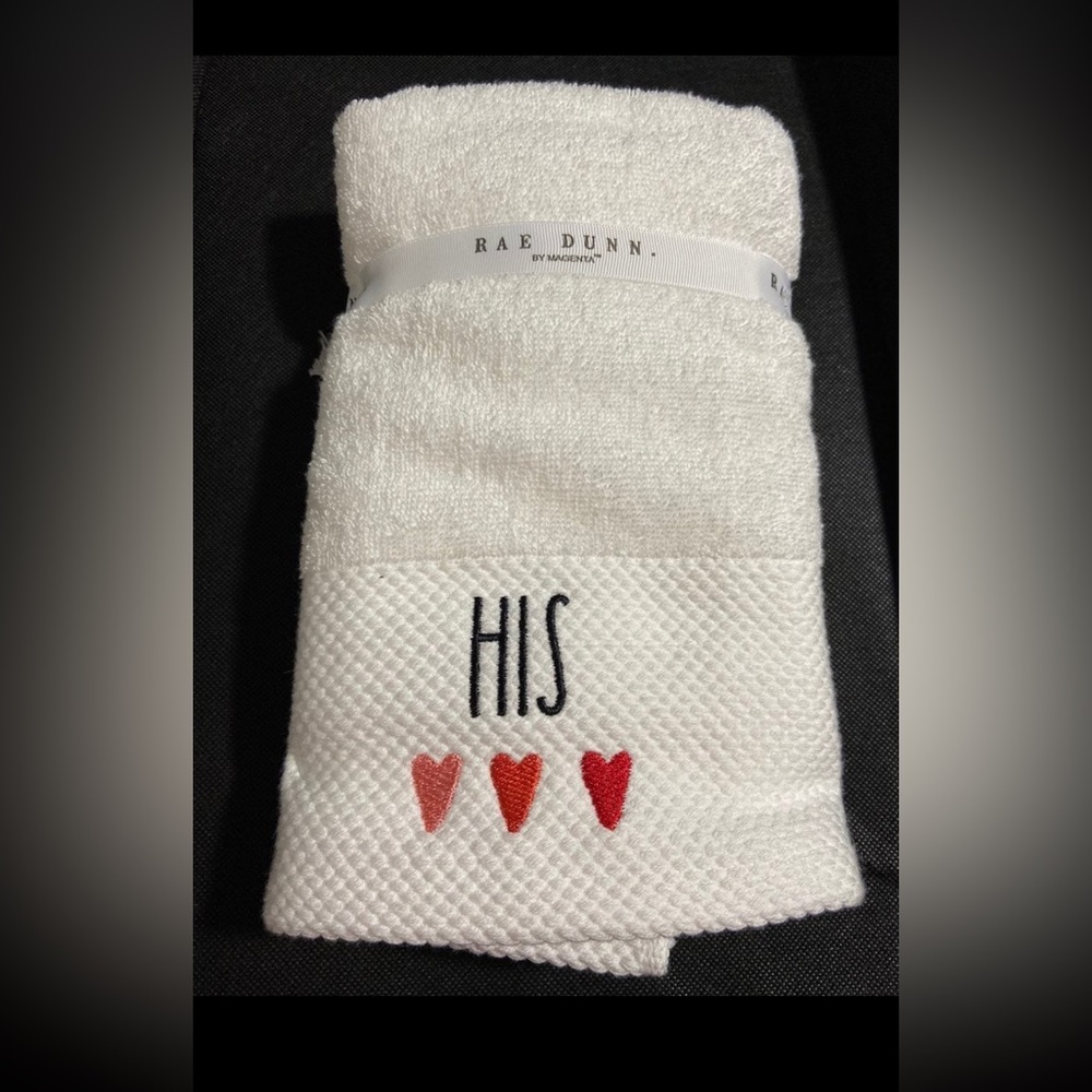 Rae Dunn HIS & HIS Set Of 2 Hand Towels 16x30’